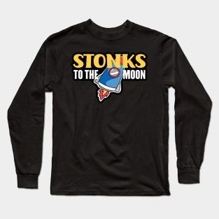 Stonks To The Moon Funny Day Trader Stock Trading Gift Long Sleeve T-Shirt